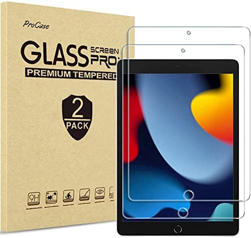 Procase [2 Pack iPad 10.2 2021 2020 2019 צרור מגן מסך עם iPad 10.2 2021 2020 2019 מארז עם מחזיק עיפרון